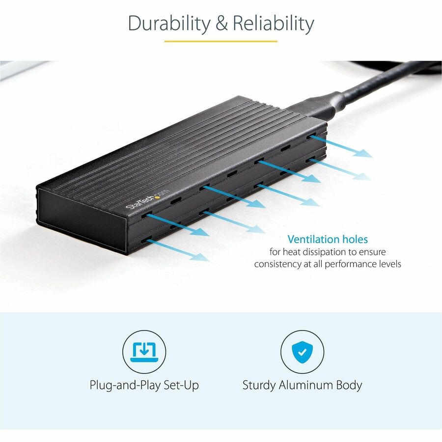 StarTech.com USB-C 10Gbps to M.2 NVMe or M.2 SATA SSD Enclosure, Portable M.2 PCIe/SATA SSD Aluminum Enclosure, USB-C & USB-A Host Cables StarTech.com USB-C 10Gbps to M.2 NVMe or M.2 SATA SSD Enclosure, Portable M.2 PCIe/SATA SSD Aluminum Enclosure, USB-C & USB-A Host Cables